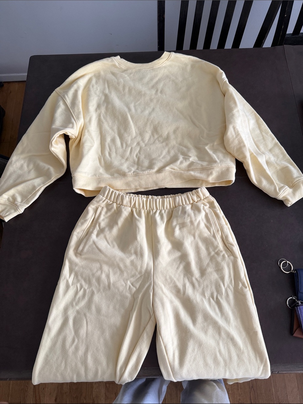 GAP Light Yellow Track Pants & Cropped Sweatshirt Set